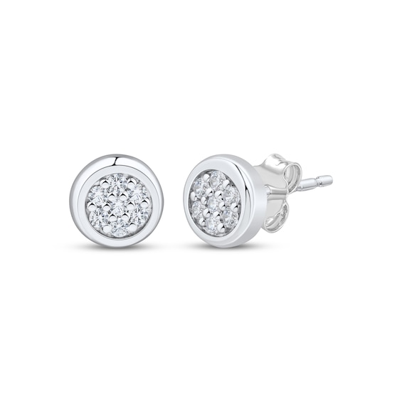 MultiDiamond BezelLook Stud Earrings 110 ct tw Sterling Silver
