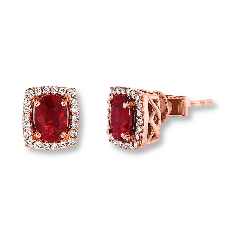 Le Vian Natural Ruby 1/6 ct tw Diamonds 14K Strawberry Gold Earrings