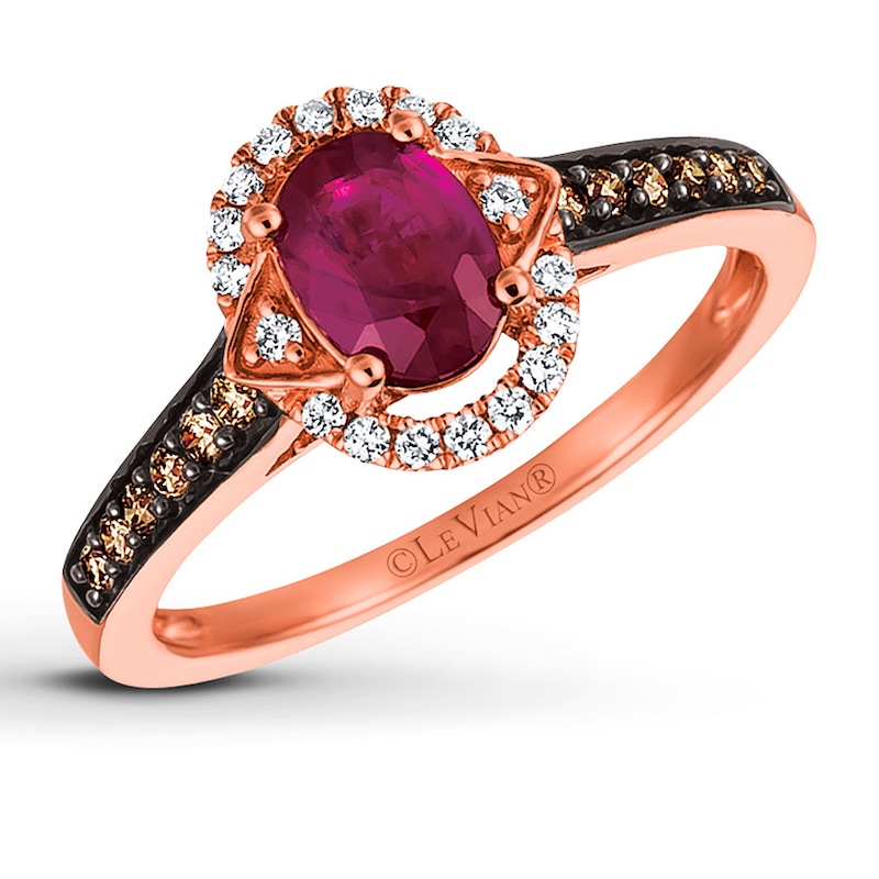 Main Image 1 of Le Vian Natural Ruby Ring 1/4 ct tw Chocolate Diamonds 14K Gold