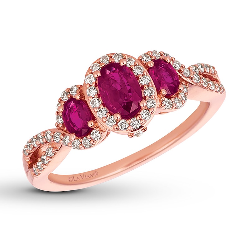 Le Vian Natural Ruby Ring 1/4 cttw Diamonds 14K Strawberry Gold
