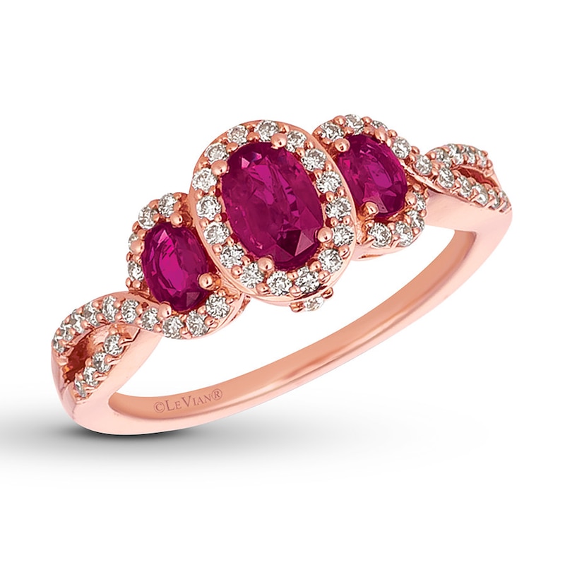 Main Image 1 of Le Vian Natural Ruby Ring 1/4 cttw Diamonds 14K Strawberry Gold