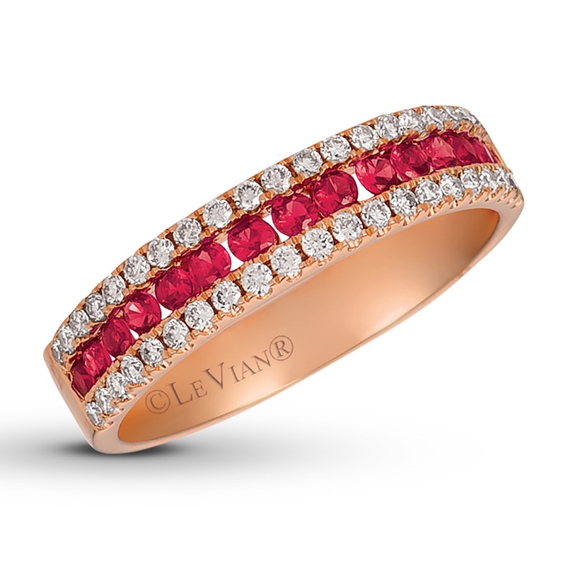 Main Image 1 of Le Vian Natural Ruby Ring 1/3 cttw Diamonds 14K Strawberry Gold