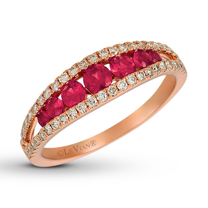 Le Vian Natural Ruby Ring 1/3 cttw Diamonds 14K Strawberry Gold