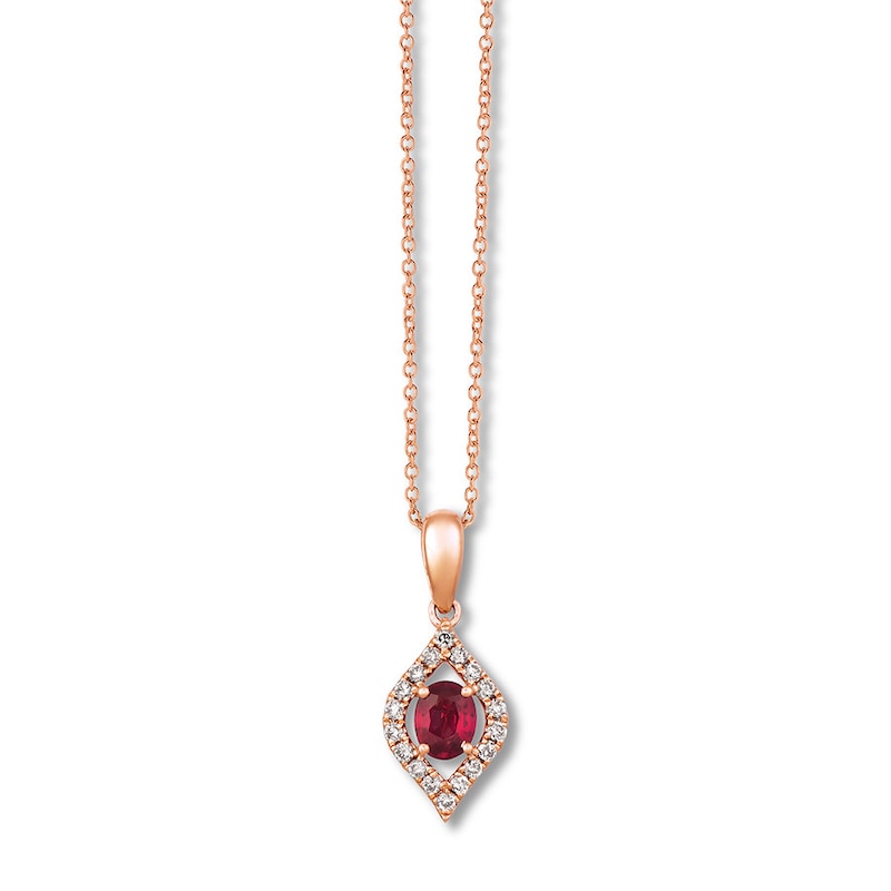 Le Vian Natural Ruby Necklace 1/6 ct tw Nude Diamonds 14K Gold