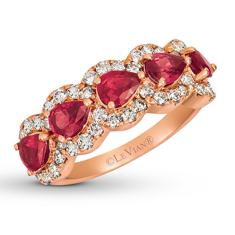 Le Vian Passion Ruby Ring 3/4 ct tw Nude Diamonds 14K Strawberry Gold