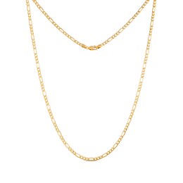 Figaro Chain Necklace 3.55mm Hollow 14K Yellow Gold 16”