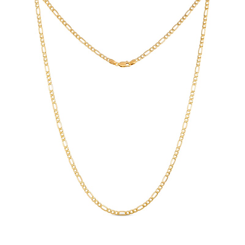 Main Image 1 of Figaro Chain Necklace 3.55mm Hollow 14K Yellow Gold 16”
