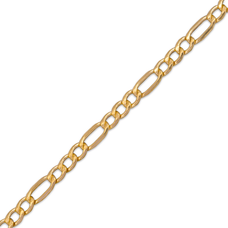 Main Image 3 of Figaro Chain Necklace 3.55mm Hollow 14K Yellow Gold 16”