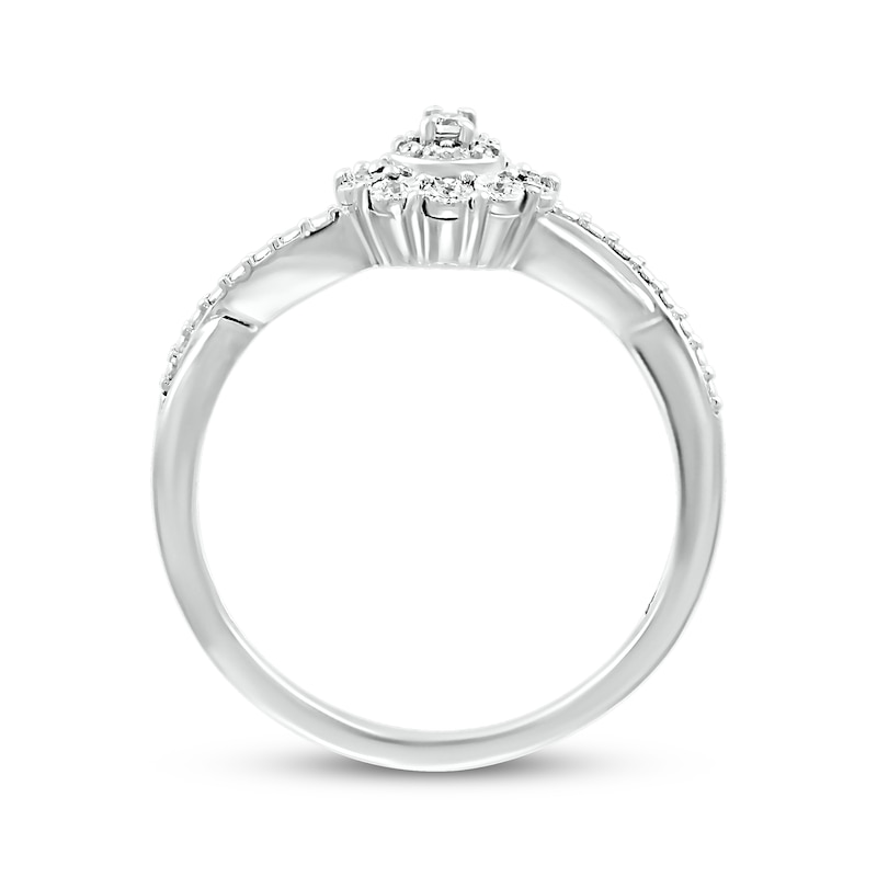 Diamond Flower Promise Ring 1/10 ct tw Sterling Silver