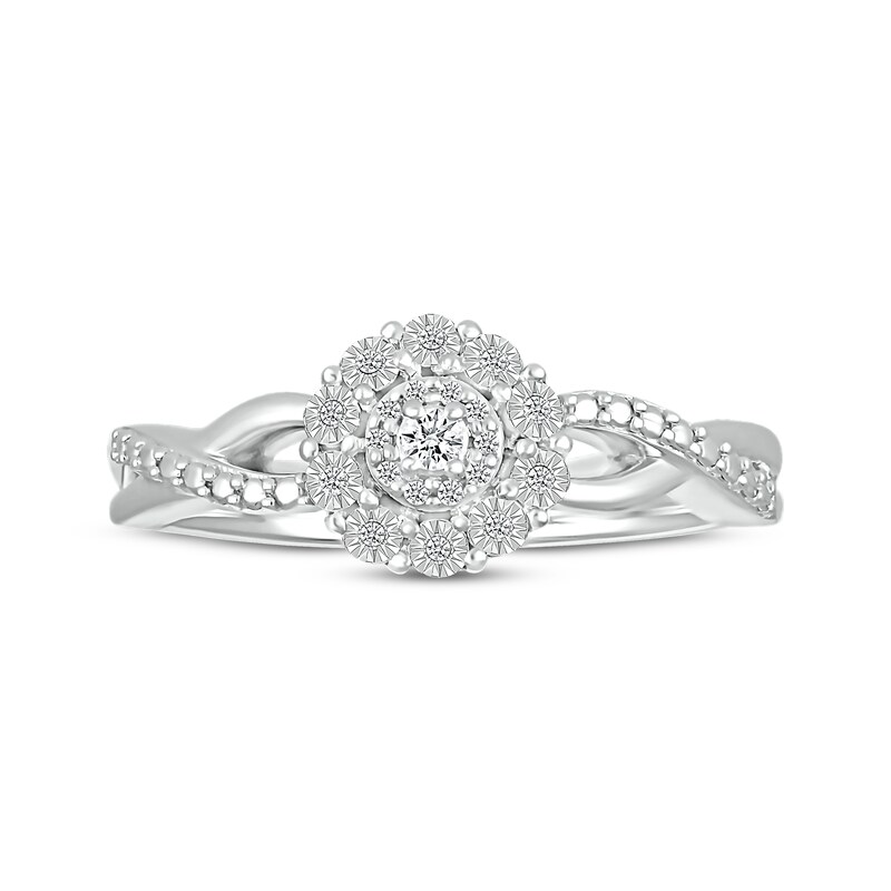 Diamond Flower Promise Ring 1/10 ct tw Sterling Silver