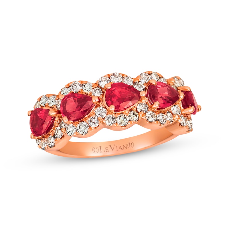 Le Vian Pear-Cut Passion Ruby Ring 3/4 ct tw Nude Diamonds 14K Strawberry Gold