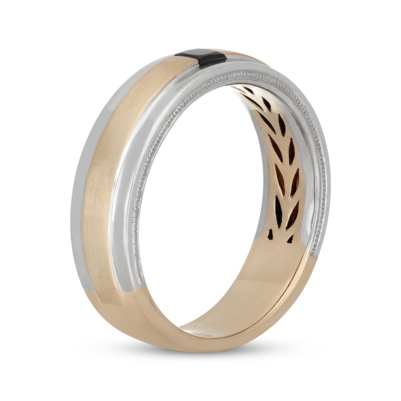 Neil Lane Men's Square-Cut Black Diamond Wedding Band 1/4 ct tw 14K Two-Tone Gold