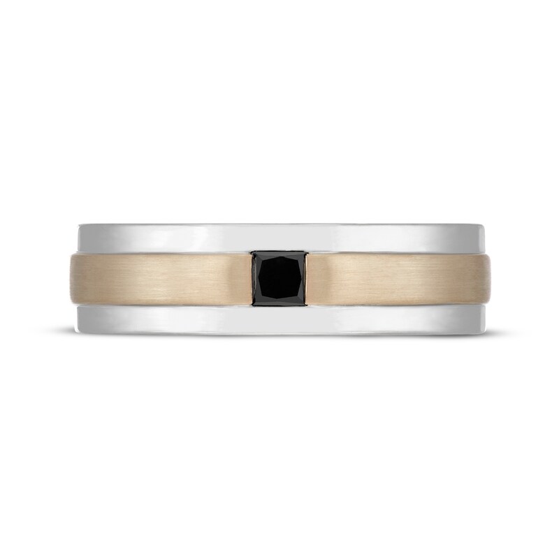 Neil Lane Men's Square-Cut Black Diamond Wedding Band 1/4 ct tw 14K Two-Tone Gold
