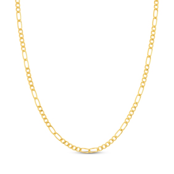 3.9mm Figaro Chain Necklace Semi-Solid 14K Solid Yellow Gold 22"