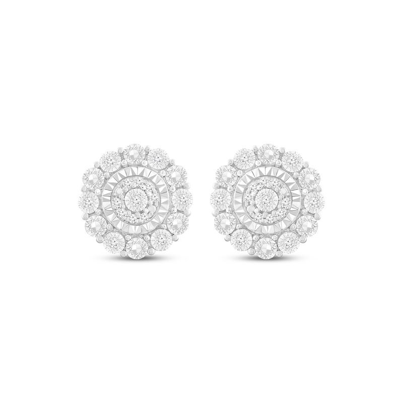 Main Image 2 of Multi-Diamond Circle Stud Earrings 1/10 ct tw Sterling Silver