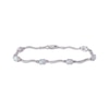 Thumbnail Image 1 of Oval-Cut Lab-Created Opal & Diamond Accent Wavy Link Bracelet Sterling Silver 7.25"