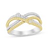 Thumbnail Image 0 of Diamond Bezel Crossover Ring 1/3 ct tw 10K Two-Tone Gold