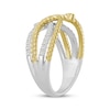 Thumbnail Image 1 of Diamond Bezel Crossover Ring 1/3 ct tw 10K Two-Tone Gold