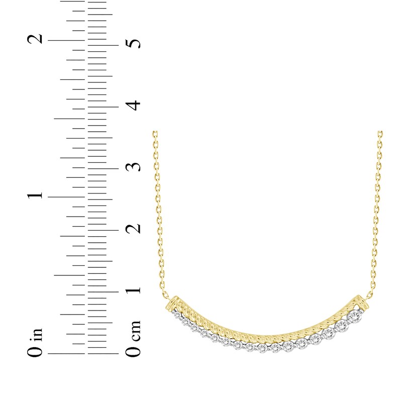 Main Image 2 of Diamond Rope Graduating Smile Necklace 1/4 ct tw 10K Yellow Gold 18"