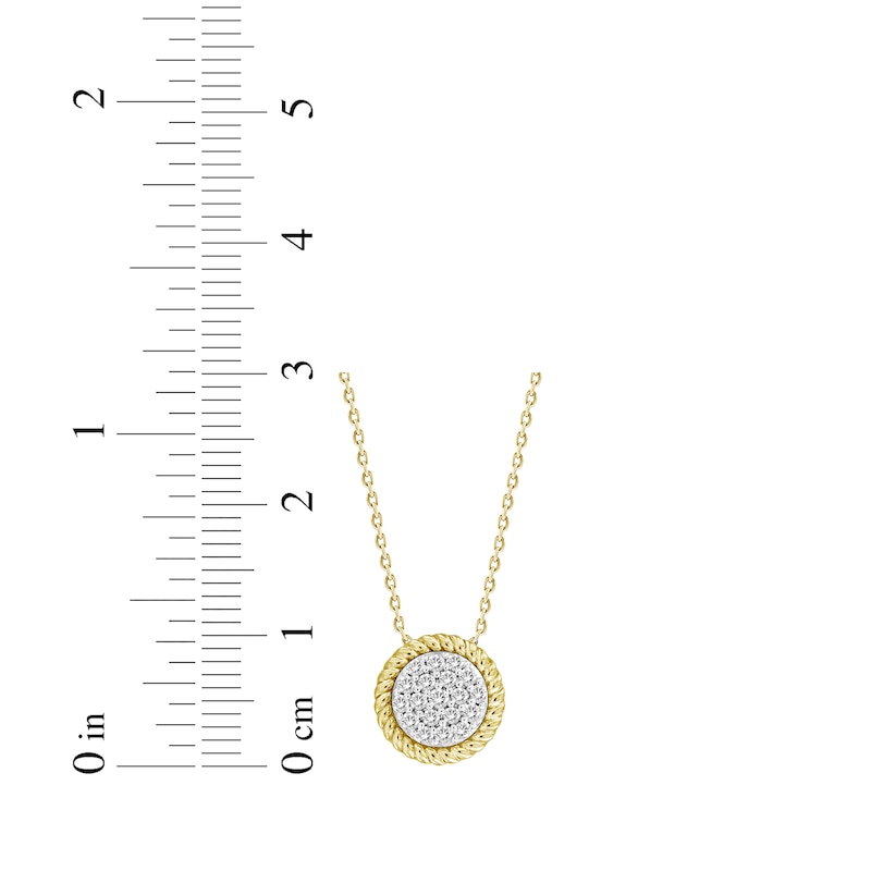 Multi-Diamond Circle Rope Frame Necklace 1/4 ct tw 10K Yellow Gold 18"