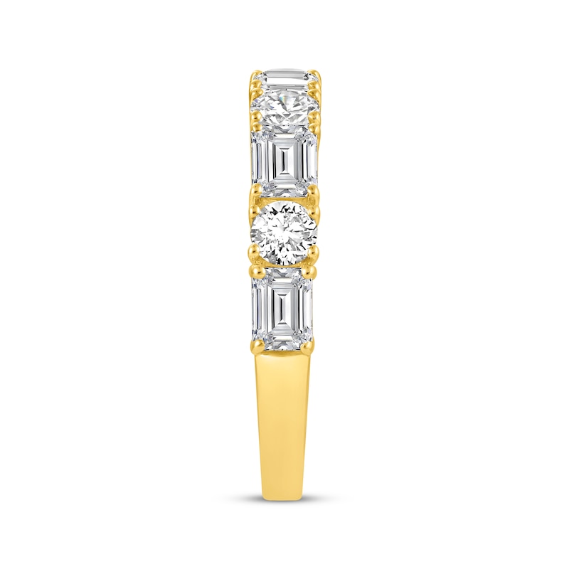 Main Image 2 of Lab-Grown Diamonds Round & Emerald-Cut Anniversary Ring 2 ct tw 14K Yellow Gold