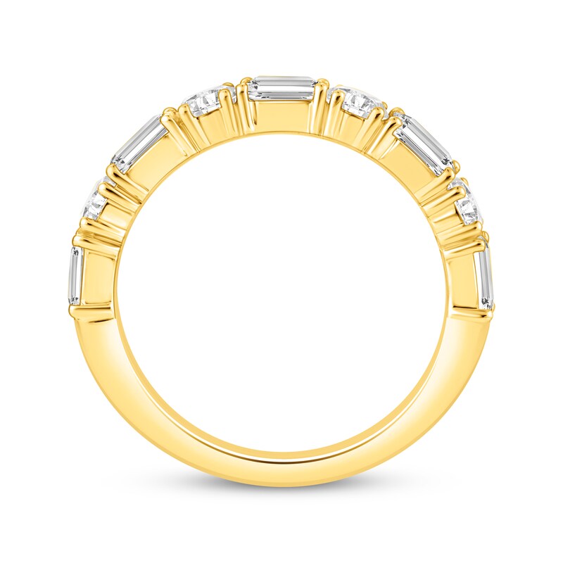 Main Image 3 of Lab-Grown Diamonds Round & Emerald-Cut Anniversary Ring 2 ct tw 14K Yellow Gold