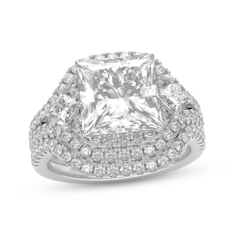 Main Image 1 of THE LEO Legacy Lab-Grown Diamond Princess-Cut Bridal Set 4-1/5 ct tw 14K White Gold