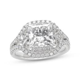 THE LEO Legacy Lab-Grown Diamond Princess-Cut Halo Engagement Ring 4 ct tw 14K White Gold