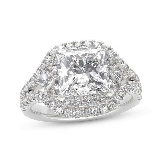 THE LEO Legacy Lab-Grown Diamond Princess-Cut Halo Engagement Ring 4 ct tw 14K White Gold