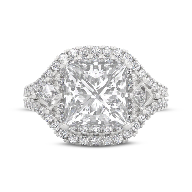 Main Image 3 of THE LEO Legacy Lab-Grown Diamond Princess-Cut Halo Engagement Ring 4 ct tw 14K White Gold