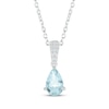 Thumbnail Image 1 of Pear-Shaped Aquamarine & Diamond Necklace 1/20 ct tw 10K White Gold 18"