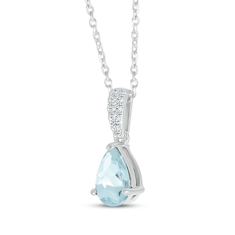 Main Image 2 of Pear-Shaped Aquamarine & Diamond Necklace 1/20 ct tw 10K White Gold 18"