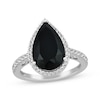 Thumbnail Image 1 of Pear-Shaped Black Onyx & White Lab-Created Sapphire Ring Sterling Silver