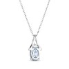 Thumbnail Image 3 of Oval-Cut Swiss Blue Topaz & White Lab-Created Sapphire Necklace Sterling Silver 18"
