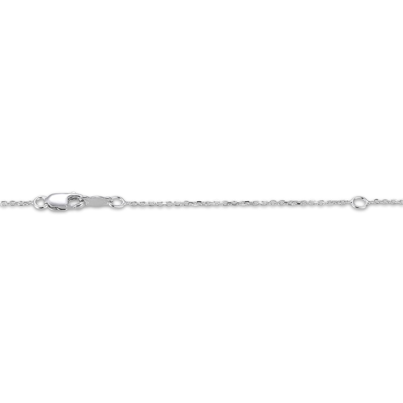 Main Image 4 of Oval-Cut Swiss Blue Topaz & White Lab-Created Sapphire Necklace Sterling Silver 18"