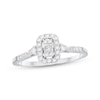 Thumbnail Image 1 of Adore Multi-Diamond Center Cushion Halo Engagement Ring 1/4 ct tw 10K White Gold