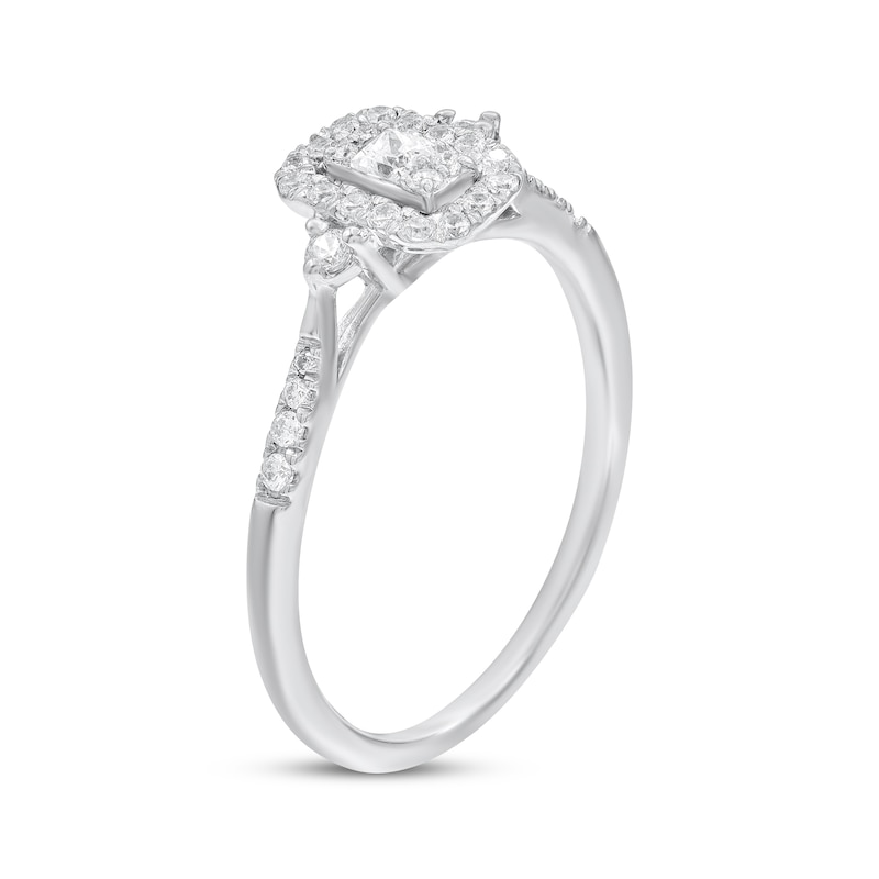 Main Image 2 of Adore Multi-Diamond Center Cushion Halo Engagement Ring 1/4 ct tw 10K White Gold