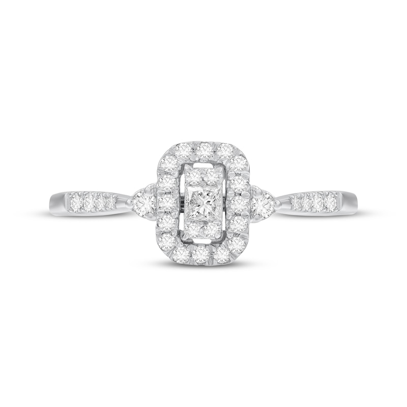 Main Image 3 of Adore Multi-Diamond Center Cushion Halo Engagement Ring 1/4 ct tw 10K White Gold