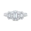 Thumbnail Image 3 of Emerald-Cut Diamond Three-Stone Halo Engagement Ring 1 ct tw 14K White Gold