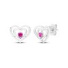 Thumbnail Image 1 of Lab-Created Ruby Double Heart Stud Earrings Sterling Silver
