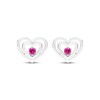 Thumbnail Image 2 of Lab-Created Ruby Double Heart Stud Earrings Sterling Silver