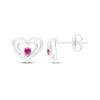 Thumbnail Image 3 of Lab-Created Ruby Double Heart Stud Earrings Sterling Silver