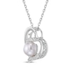 Thumbnail Image 2 of Cultured Pearl & White Lab-Created Sapphire Heart Necklace Sterling Silver 18"