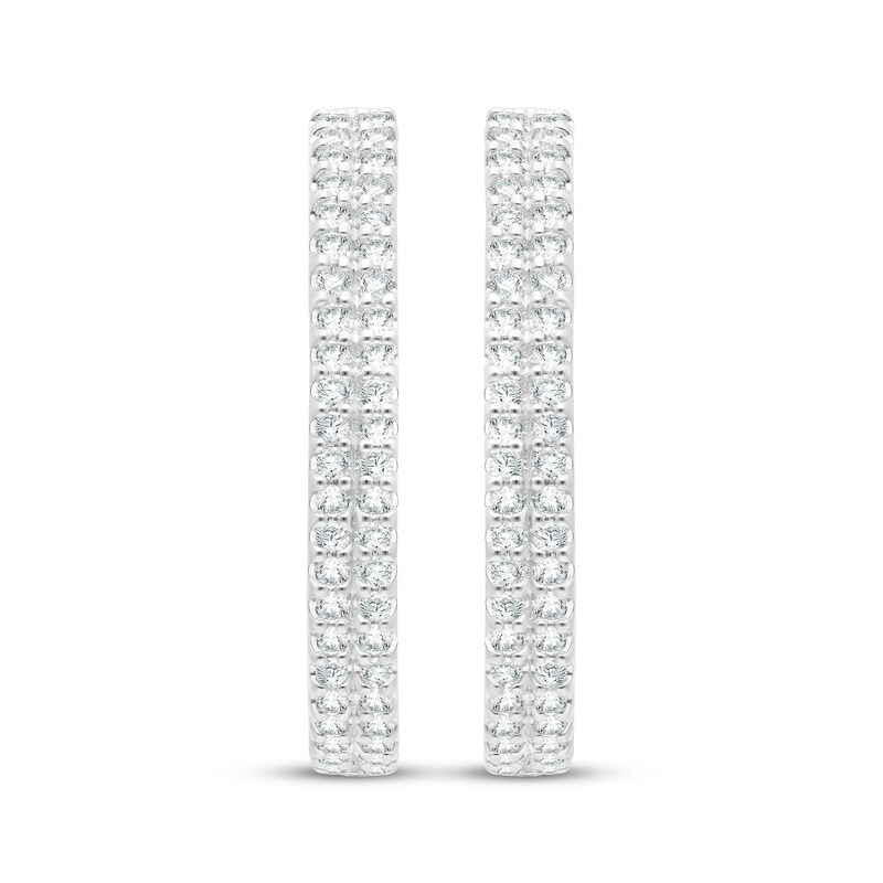 Main Image 2 of Diamond Two-Row Hoop Earrings 2 ct tw 10K White Gold