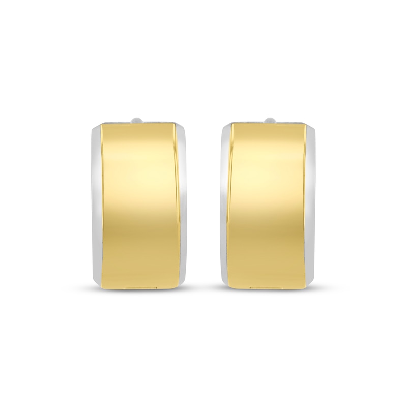 Main Image 2 of Men's Huggie Hoop Earrings Stainless Steel & Yellow Ion Plating