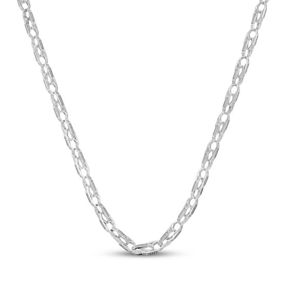 Men's Diamond-Edge Hollow Chain Links Necklace 2 ct tw Sterling Silver 22"