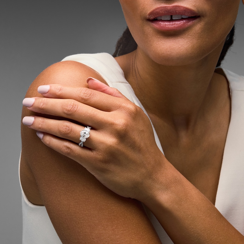 Main Image 4 of Neil Lane Artistry Oval-Cut Lab-Grown Diamond Three-Stone Ring 3 ct tw 14K White Gold
