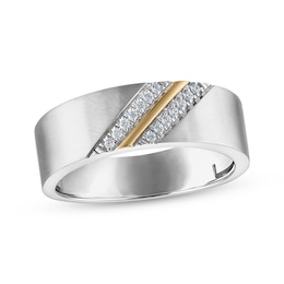 Men's Diamond Wedding Band 1/10 ct tw 10K Two-Tone Gold