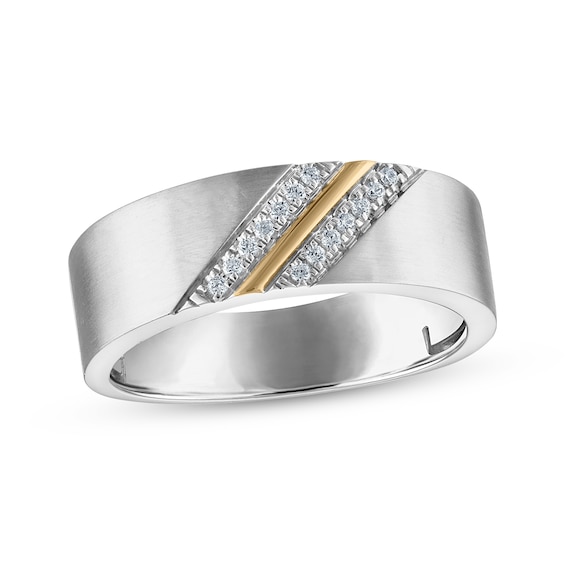 Men's Diamond Wedding Band 1/10 ct tw 10K Two-Tone Gold