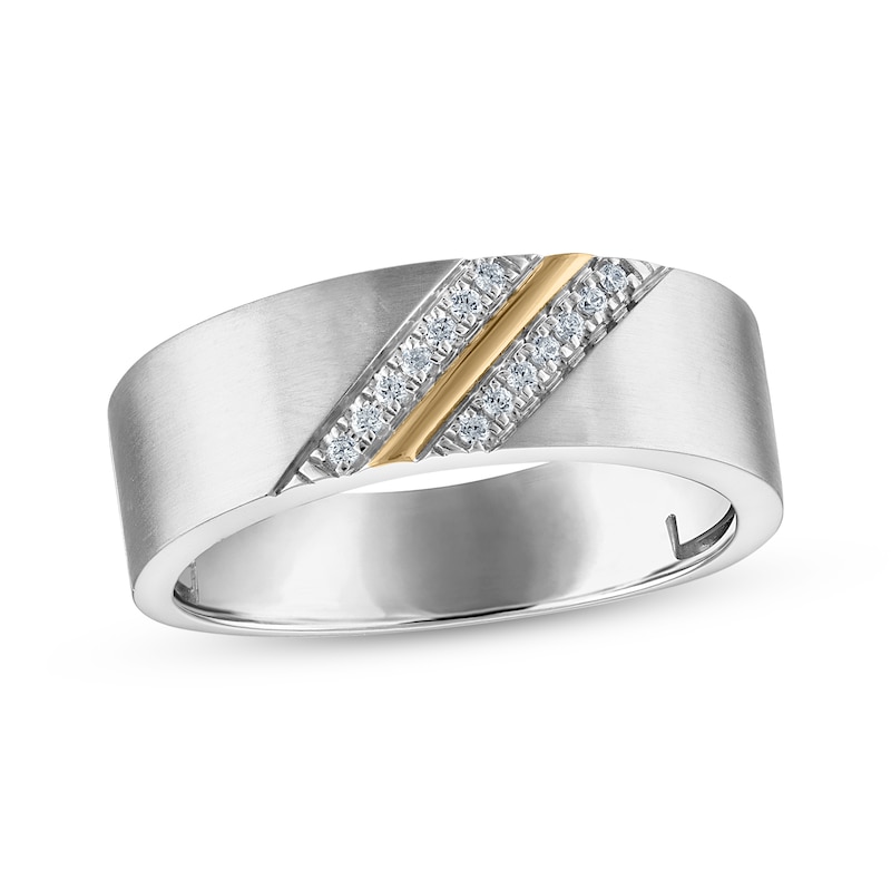 Main Image 1 of Men's Diamond Wedding Band 1/10 ct tw 10K Two-Tone Gold